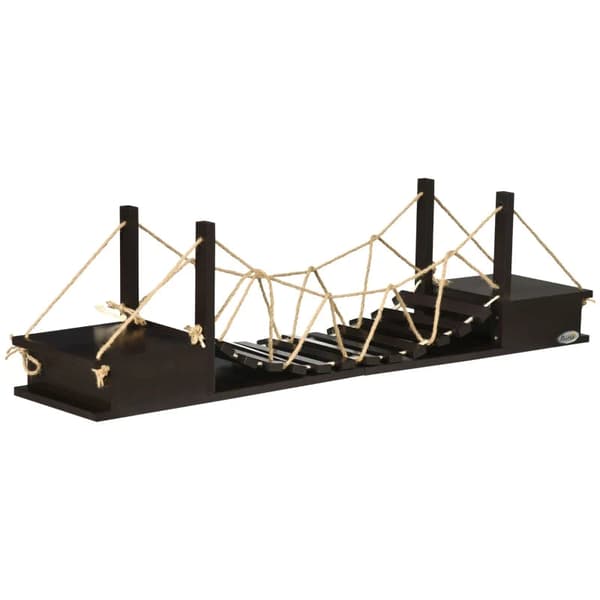 Rootz Cat Klatrevæg - Kattehylde - Hængebro - Hængende kattehylde - Espresso - 96cm x 20cm x 25,5cm, Brun