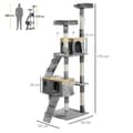 Miniatyrbild 3 av 8: Rootz Scratching Post - Cat Tree - Cat Climbing Tree - Climbing Tree - Cat Tree Scratching House - With Cat Cave - Grey - 50 x 50 x 170 cm