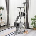 Miniatyrbild 2 av 8: Rootz Scratching Post - Cat Tree - Cat Climbing Tree - Climbing Tree - Cat Tree Scratching House - With Cat Cave - Grey - 50 x 50 x 170 cm