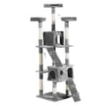 Miniatyrbild 1 av 8: Rootz Scratching Post - Cat Tree - Cat Climbing Tree - Climbing Tree - Cat Tree Scratching House - With Cat Cave - Grey - 50 x 50 x 170 cm