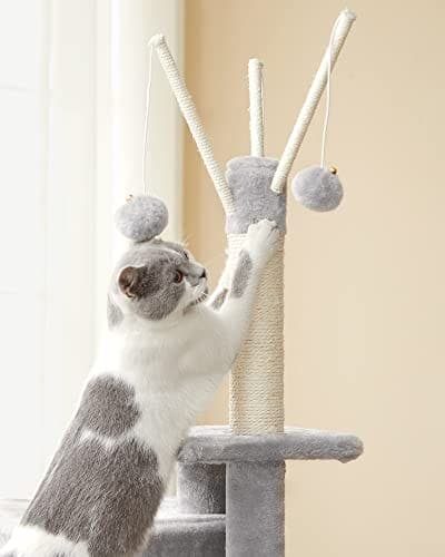 Feandrea Cat Tree, Cat Tower til indekatte, killinger, lysegrå