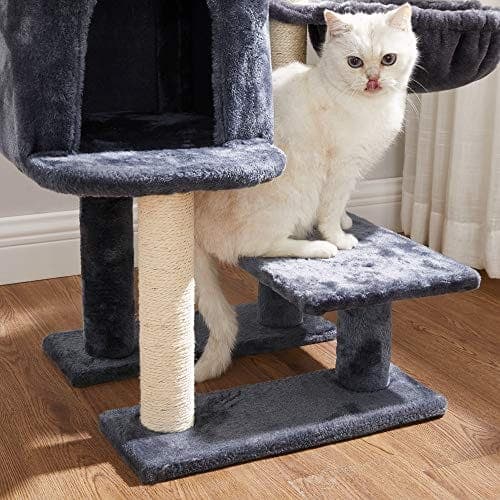Feandrea Cat Tree, Small Cat Condo 84 cm, Cat Tower, Smoky Grey