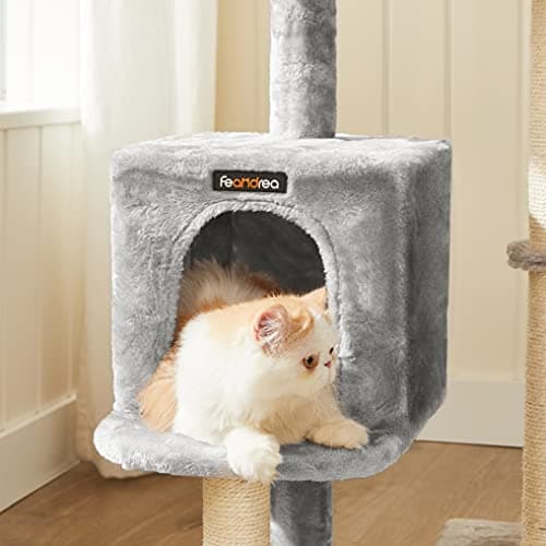 Feandrea Cat Tree, Small Cat Condo 84 cm, kissatorni, vaaleanharmaa