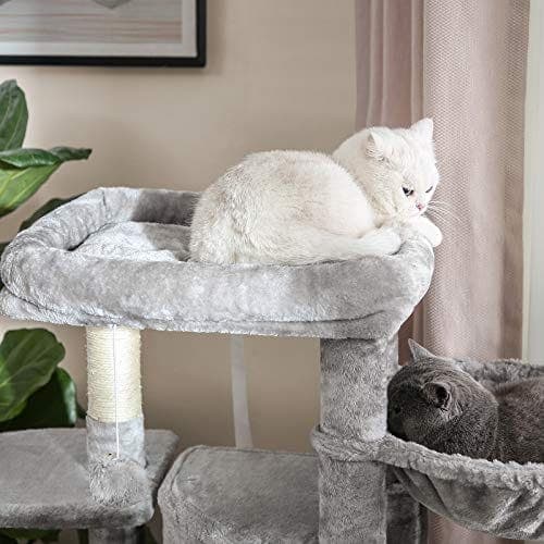 Feandrea Cat Tree, Cat Condo, Activity Center, 120 cm, lysegrå