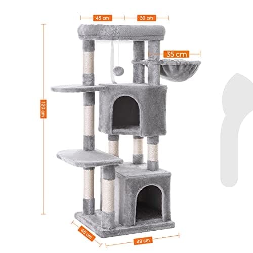 Feandrea Cat Tree, Cat Condo, Activity Center, 120 cm, lysegrå