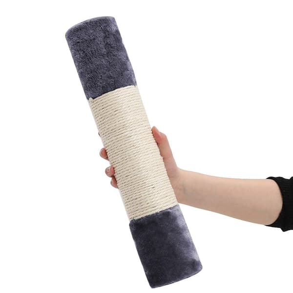 Rootz Kradsestolpe - Med stor platform - 2 kattehuler med legehus - Kattetræ - Spånplade - Plys - Røggrå - 60 x 40 x 84 cm (B x D x H)