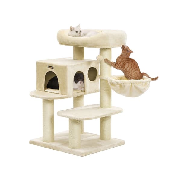 Rootz Cat Trees House - Dobbeltgulv - Skift retning - Kradsestolpe - Store katte - Udsigtsplatform - Pladsbesparende kat - Carb certificeret spånplade