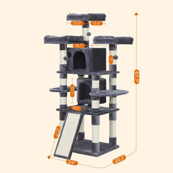 Rootz Cat Trees House - Kaksikerroksinen - Muuta suuntaa - raaputuspylväs - 3 katselutasoa - Tilaa säästävä kissa - Carb-sertifioitu lastulevy Pehmo-s