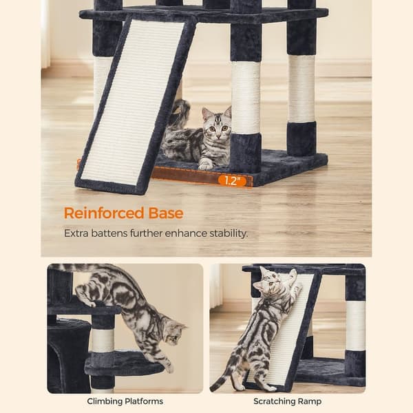 Rootz Cat Trees House - Kaksikerroksinen - Muuta suuntaa - raaputuspylväs - 3 katselutasoa - Tilaa säästävä kissa - Carb-sertifioitu lastulevy Pehmo-s
