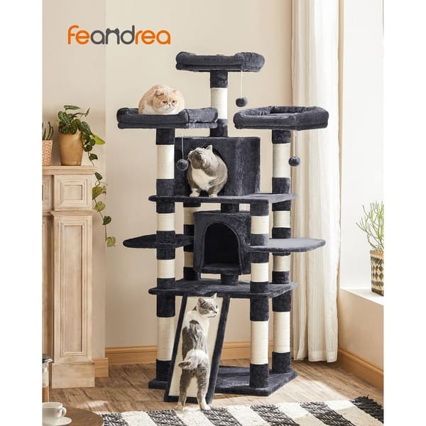 Rootz Cat Trees House - Kaksikerroksinen - Muuta suuntaa - raaputuspylväs - 3 katselutasoa - Tilaa säästävä kissa - Carb-sertifioitu lastulevy Pehmo-s