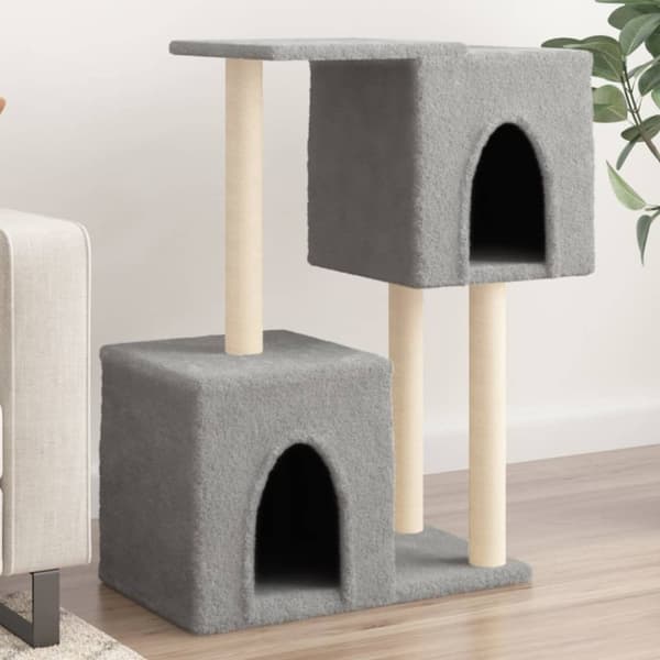 vidaXL Kattetre med klorestolper i sisal lysegrå 86 cm