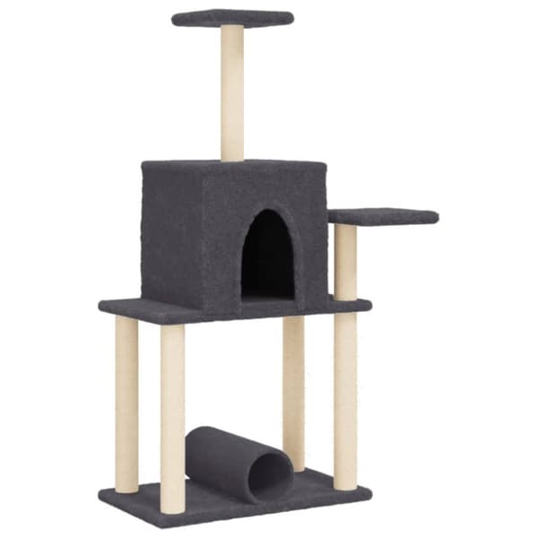 vidaXL Kattetre med klorestolper i sisal mørkegrå 122 cm