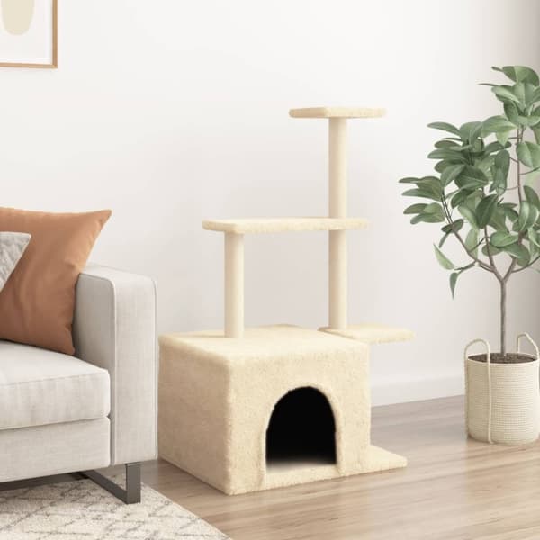 vidaXL Kissan kiipeilypuu sisal- raapimispylväillä kerma 110 cm