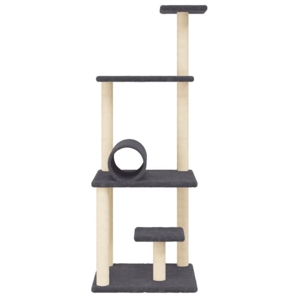 vidaXL Kattetre med klorestolper i sisal mørkegrå 136 cm