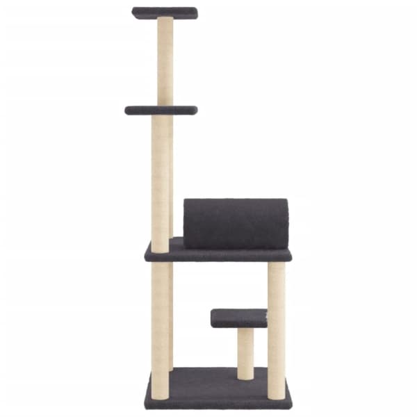 vidaXL Kattetre med klorestolper i sisal mørkegrå 136 cm