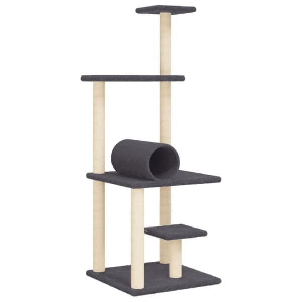 vidaXL Kattetre med klorestolper i sisal mørkegrå 136 cm