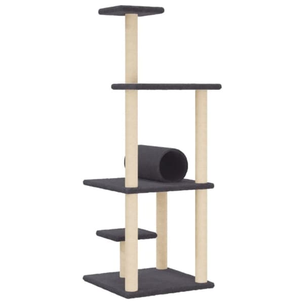 vidaXL Kissan kiipeilypuu sisal- raapimispylväillä tummanharmaa 136 cm