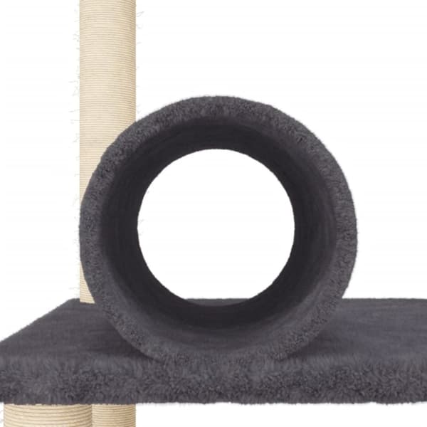 vidaXL Kissan kiipeilypuu sisal- raapimispylväillä tummanharmaa 136 cm