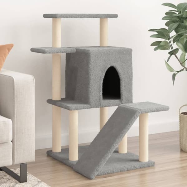 vidaXL Kattetre med klorestolper i sisal lysegrå 97 cm