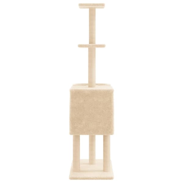 vidaXL Kattetre med klorestolper i sisal kremhvit 145 cm