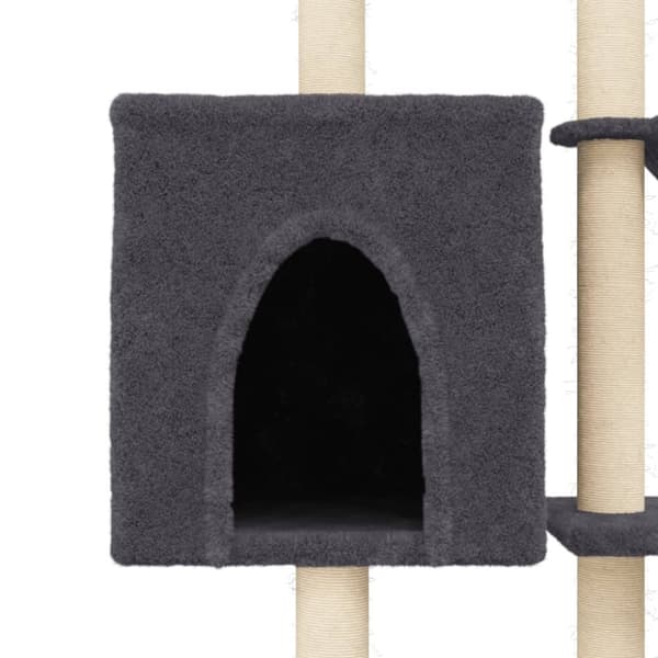 vidaXL Kattetre med klorestolper i sisal mørkegrå 145 cm