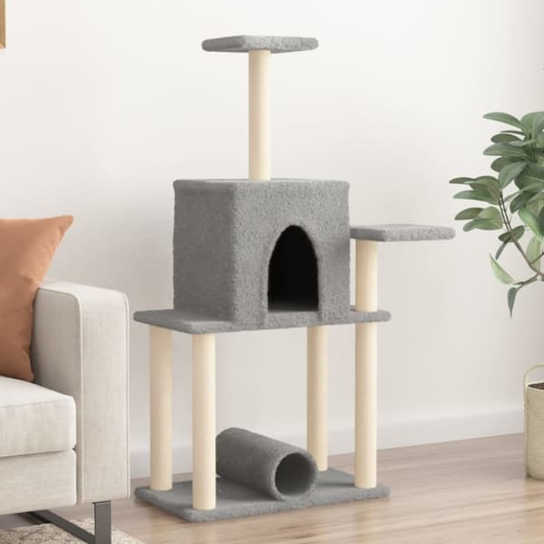 vidaXL Kattetre med klorestolper i sisal lysegrå 122 cm