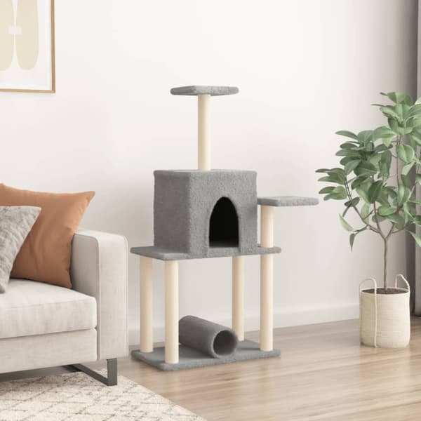 vidaXL Kattetre med klorestolper i sisal lysegrå 122 cm