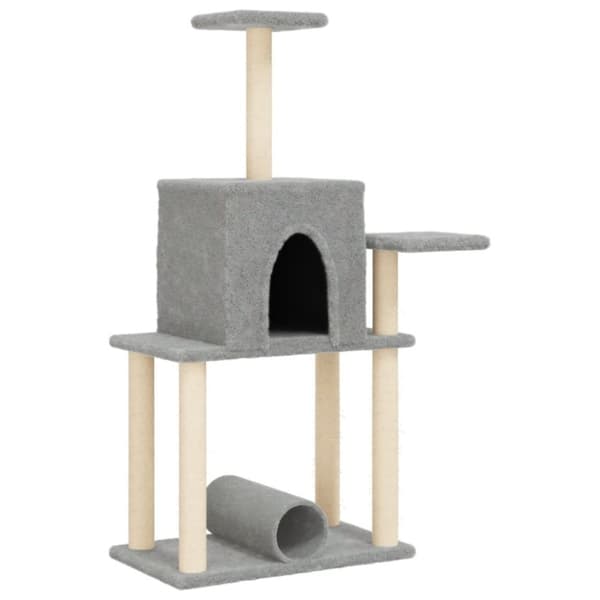 vidaXL Kattetre med klorestolper i sisal lysegrå 122 cm