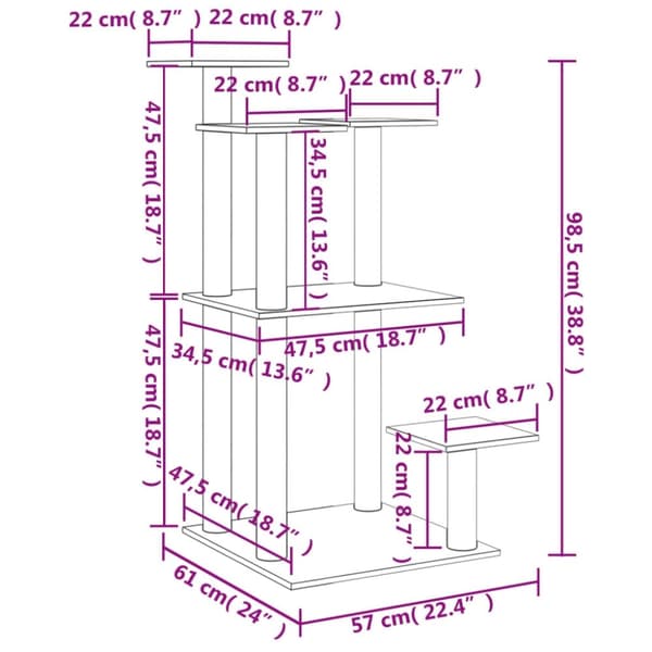 vidaXL Klorestolpe med plattform lysegrå 98,5 cm