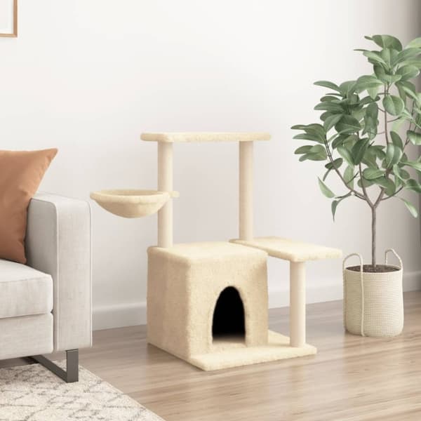 vidaXL Klösträd med sisalpelare gräddvit 83 cm