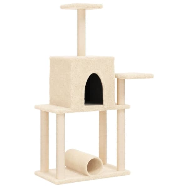 vidaXL Kattetre med klorestolper i sisal kremhvit 122 cm