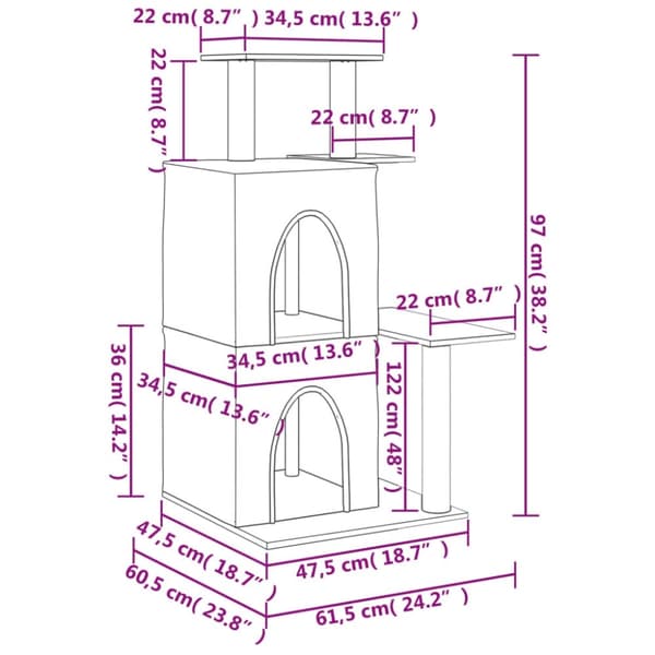 vidaXL Klösträd med sisalpelare gräddvit 97 cm