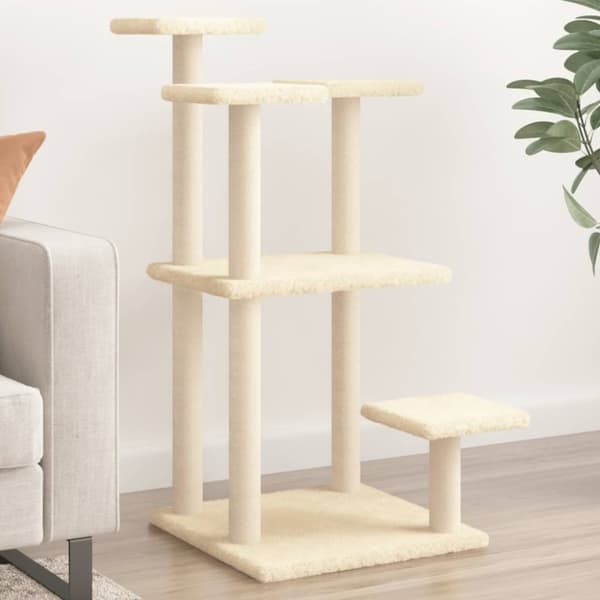 vidaXL Kissan raapimispylväs tasoilla kerma 98,5 cm