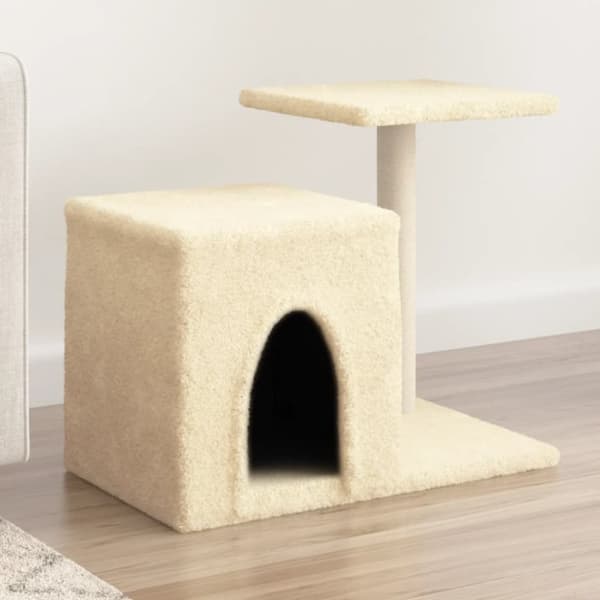 vidaXL Kattetre med klorestolper i sisal kremhvit 50,5 cm