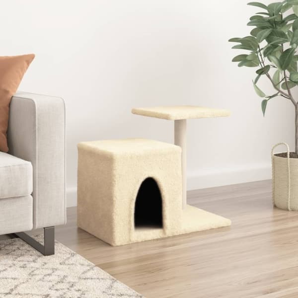 vidaXL Kattetre med klorestolper i sisal kremhvit 50,5 cm