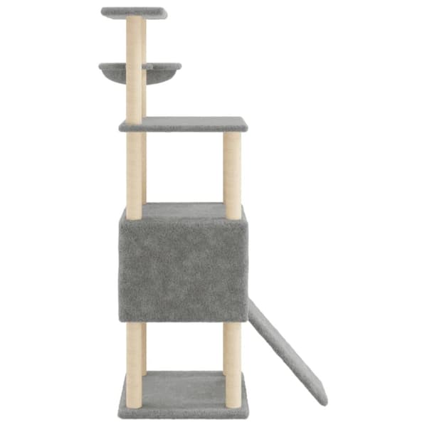 vidaXL Kattetre med klorestolper i sisal lysegrå 153 cm