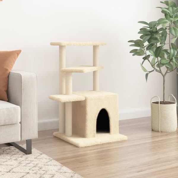 vidaXL Klösträd med sisalpelare gräddvit 83,5 cm
