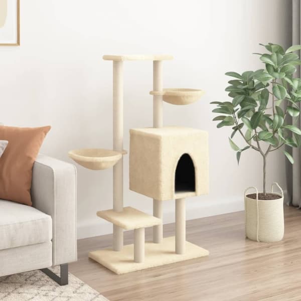 vidaXL Klösträd med sisalpelare gräddvit 117 cm