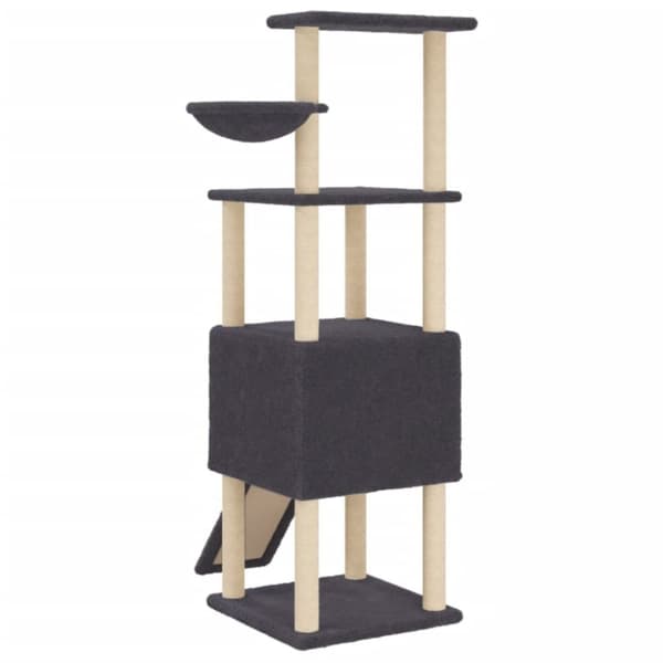 vidaXL Kattetre med klorestolper i sisal mørkegrå 153 cm