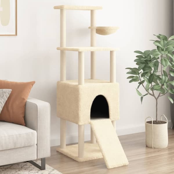 vidaXL Klösträd med sisalpelare gräddvit 153 cm