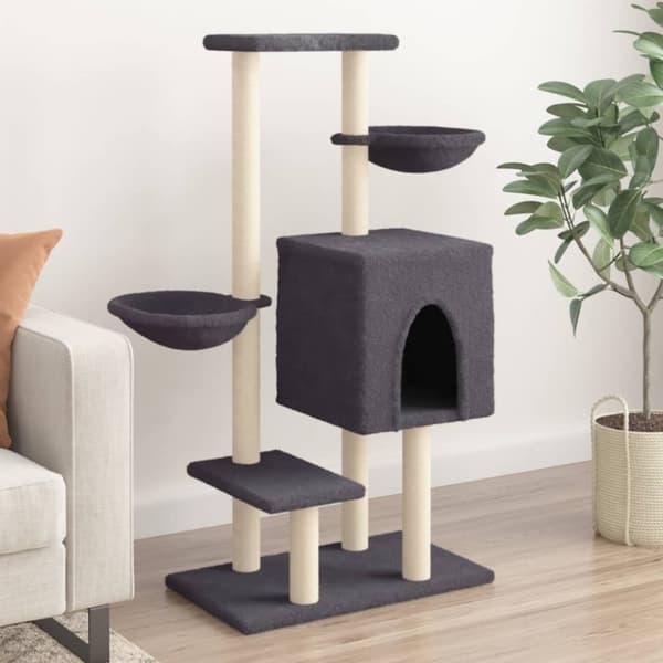 vidaXL Klösträd med sisalpelare mörkgrå 117 cm