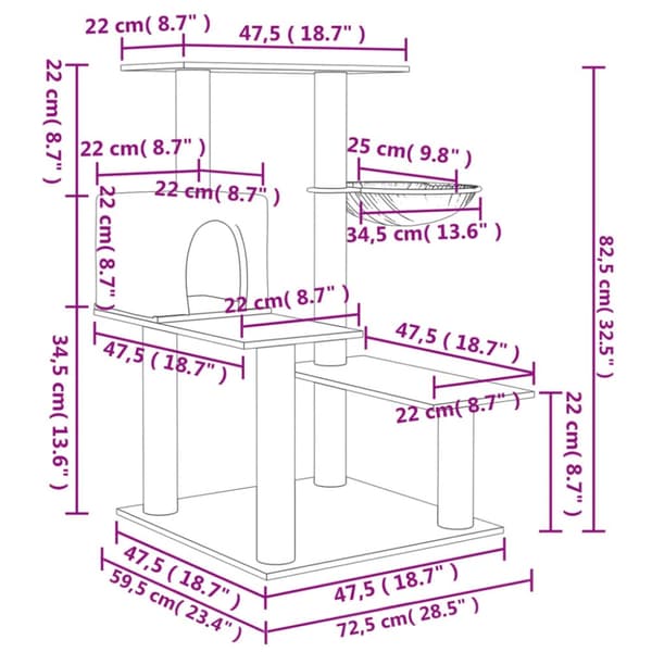 Klösträd med sisalpelare gräddvit 82,5 cm