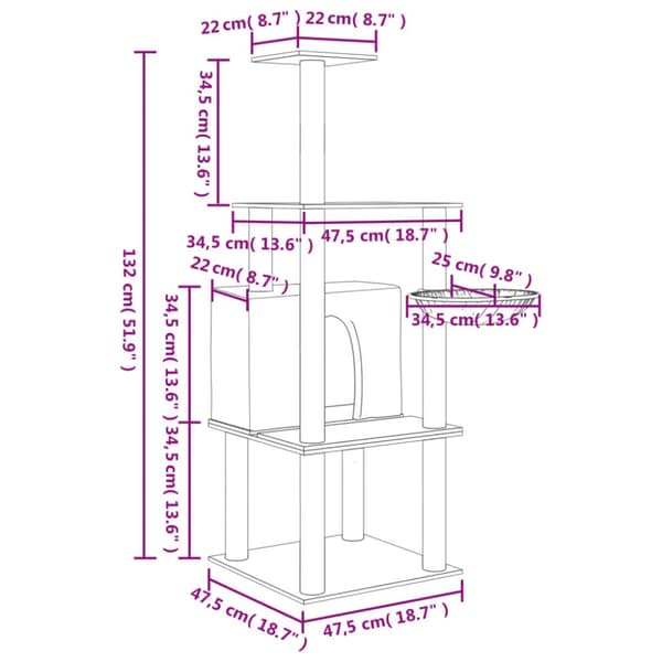 Klösträd med sisalpelare ljusgrå 132 cm