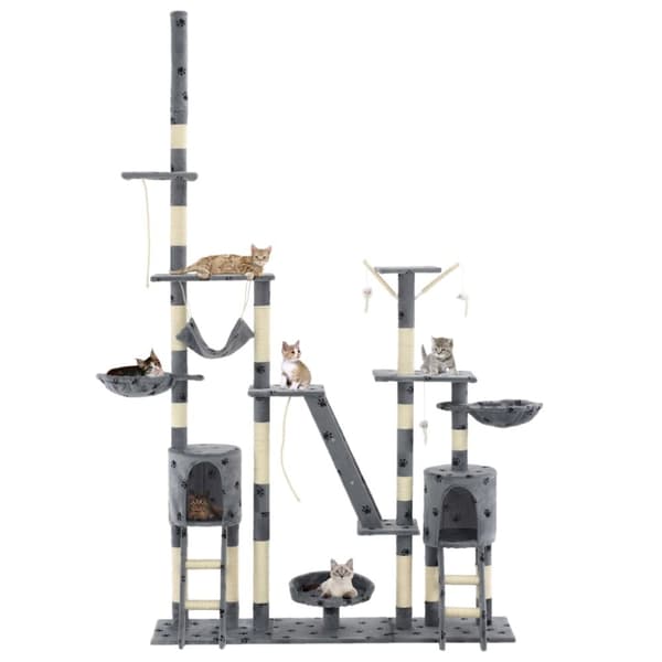 kradsetræ til katte med sisal-kradsestolper 230-250 cm poteprint grå
