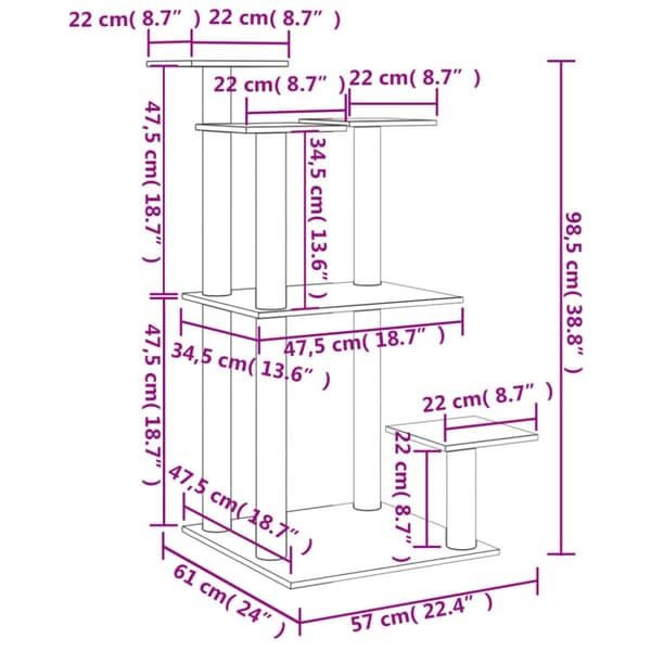 Klöspelare med plattform gräddvit 98,5 cm