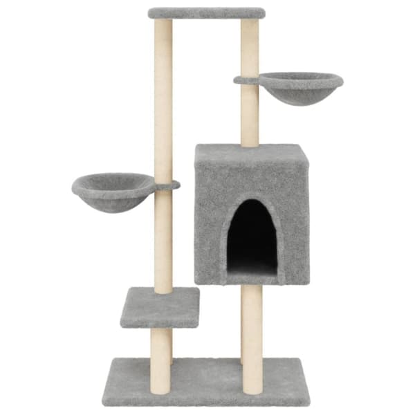 kradsetræ med sisalstolper 117 cm lysegrå