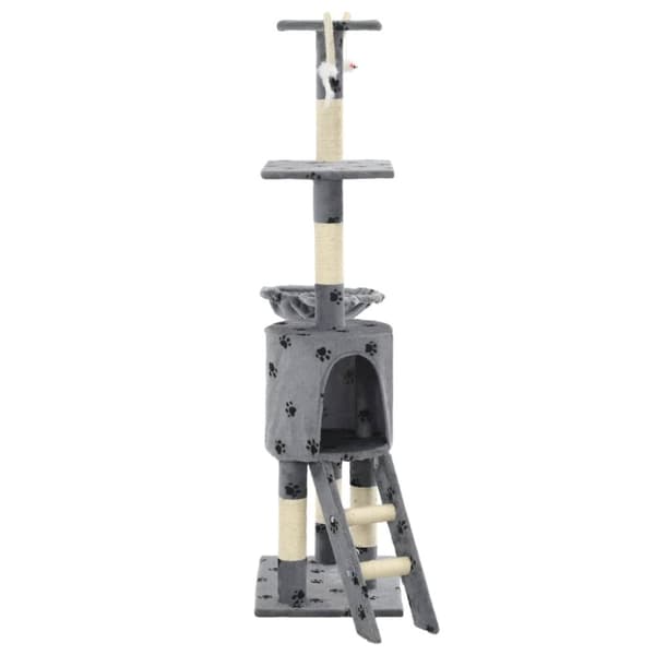 kradsetræ til katte med sisal-kradsestolper 138 cm grå poteprint