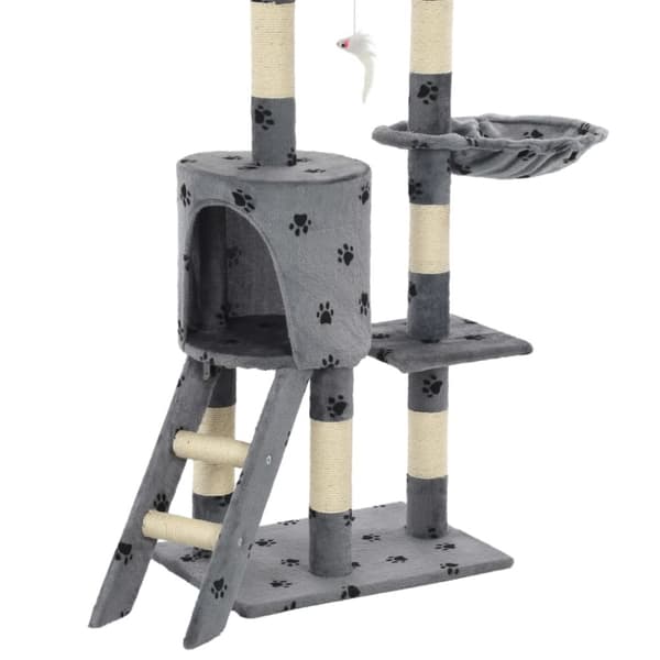 kradsetræ til katte med sisal-kradsestolper 138 cm grå poteprint