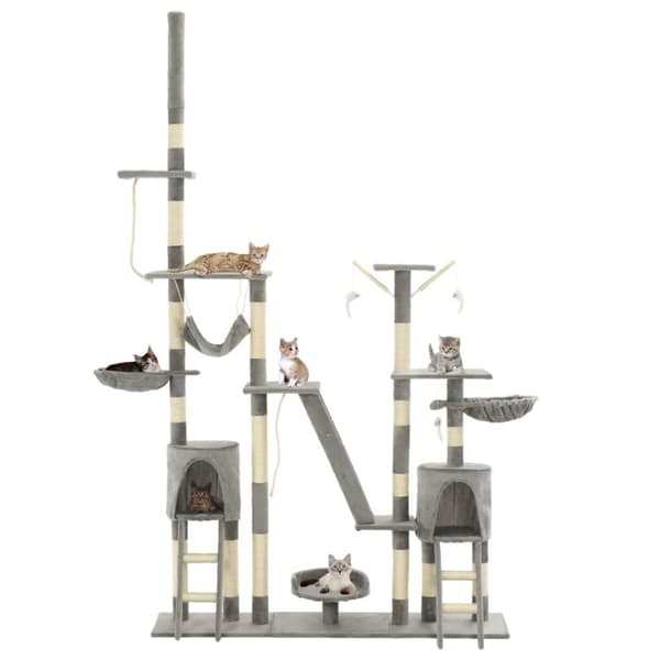 kradsetræ til katte med sisal-kradsstolper 230-250 cm grå