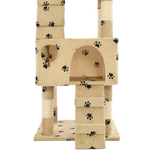 Kissan raapimispuu sisal-pylväillä 170 cm tassunjäljet beige